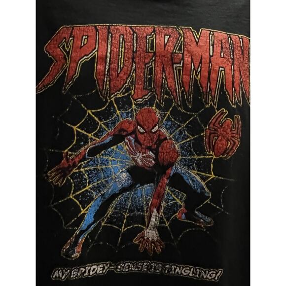 Marvel Spiderman My Spidey Sense Is Tingling Black Cotton T-shirt Size 3XL - Picture 2 of 7